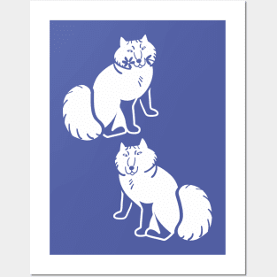 Arctic fox friends not fur white and Peri blue Posters and Art